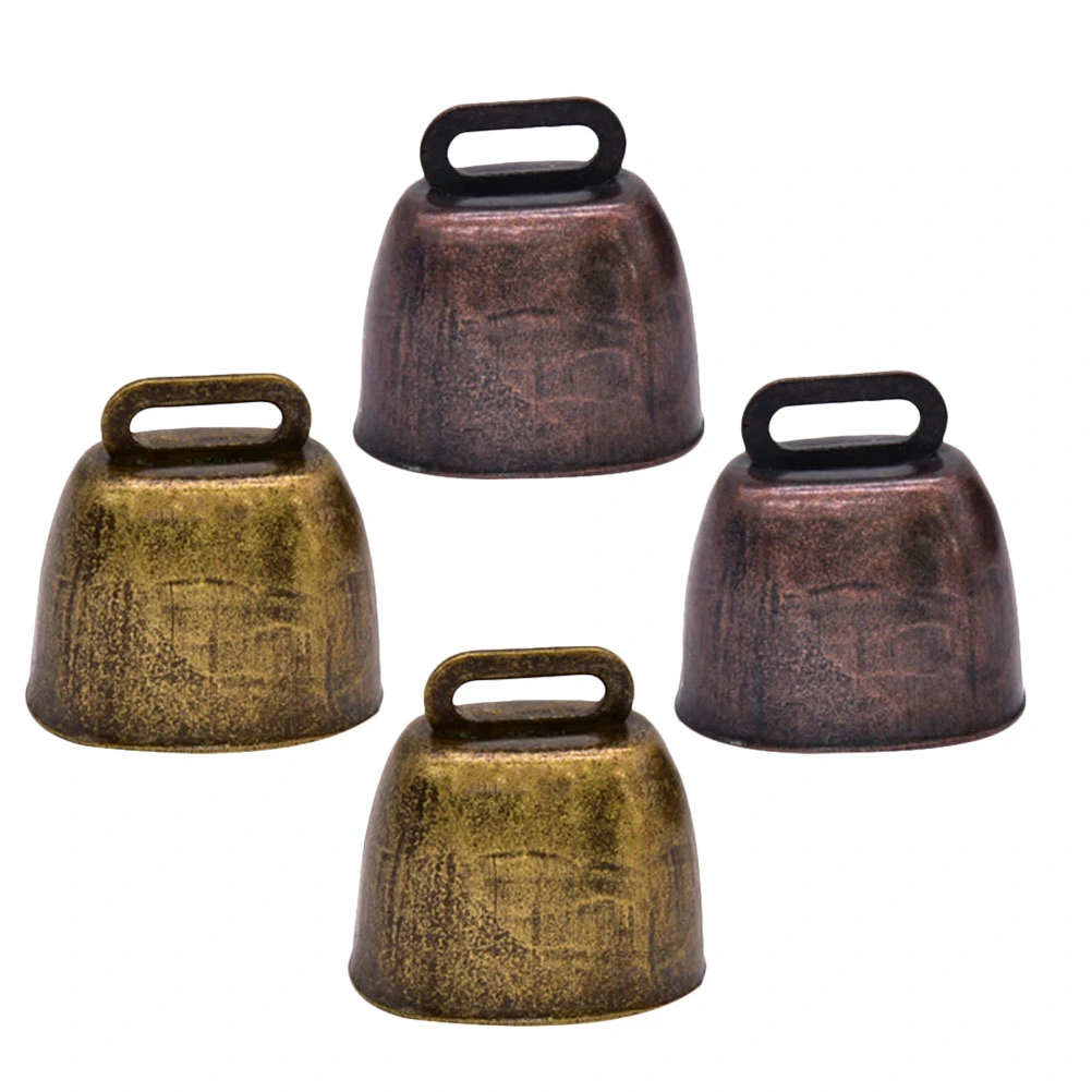 4pcs Cow Bell Iron Cattle Craft Bell Ornament Noise Maker For Sporting Event