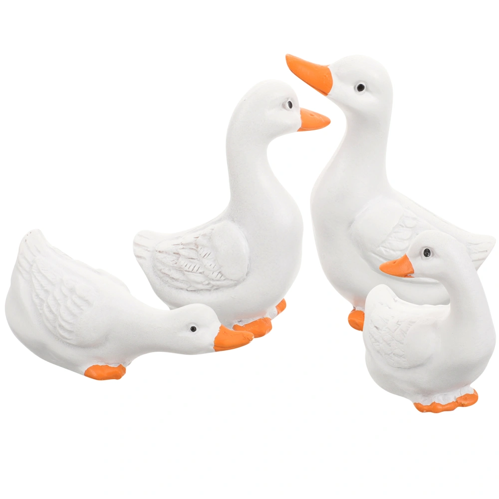 4pcs Mini Duck Figurines Miniature Duck Statues Micro Landscape Figures Animal Figures