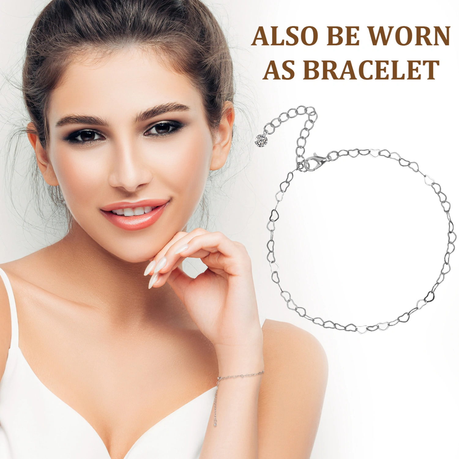 2Pcs Women Anklet Single Layer Double Layer Boho Heart Chain Anklet Bracelet Jewelry for Beach