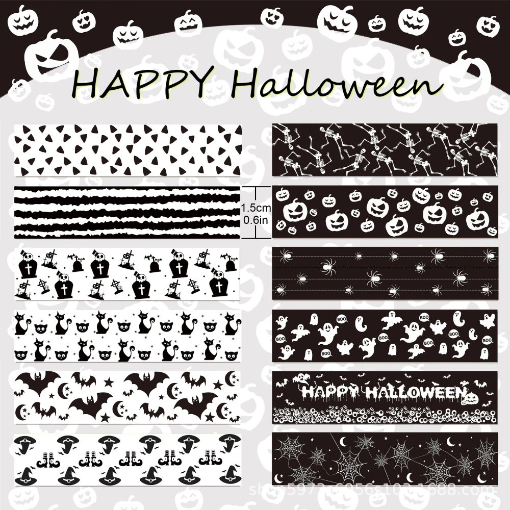 12 Rolls of Halloween Holiday Washi Tape Decorative Washi Tape Crafting Tape Halloween Tape