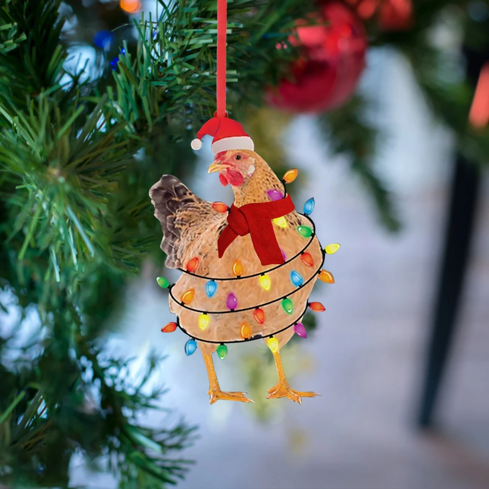 5pcs Christmas Decorations Christmas Tree Ornaments Chicken Hanging Decorations