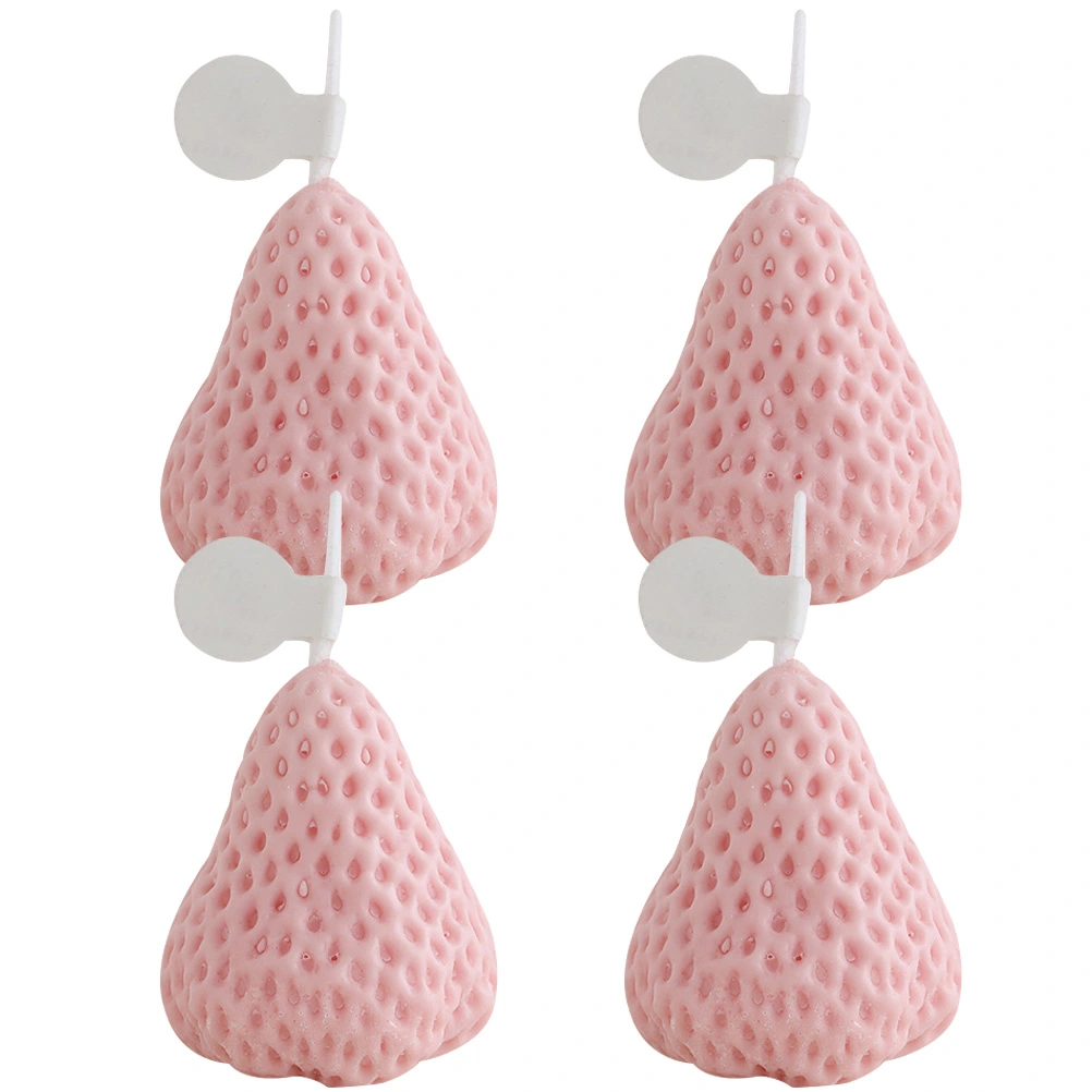 4pcs Strawberry Scented Candle Festival Decorative Candle Table Photo Props