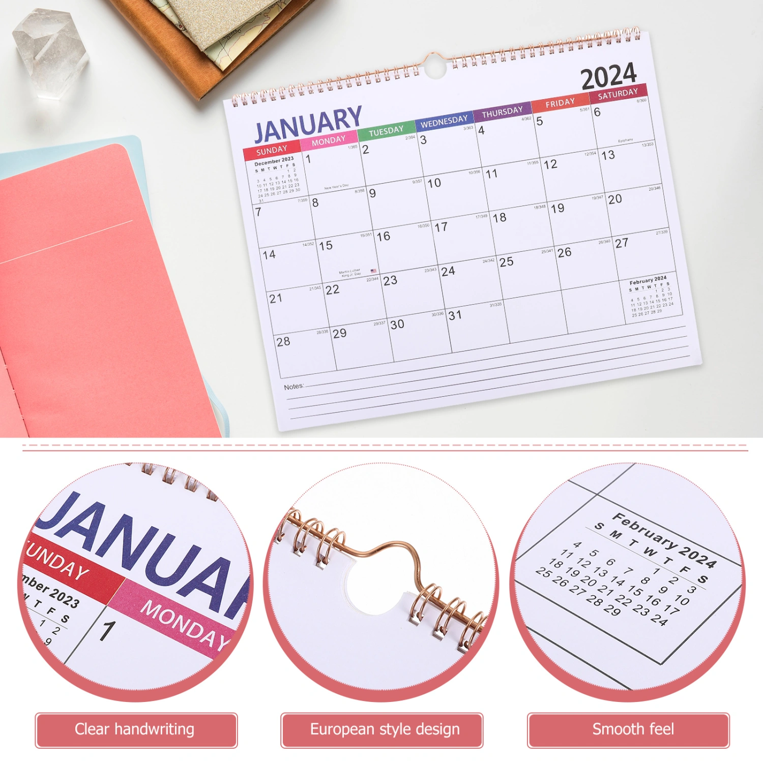 Convenient Coil Calendar Wall Calendar for Office Household Schedule Planning Calendar