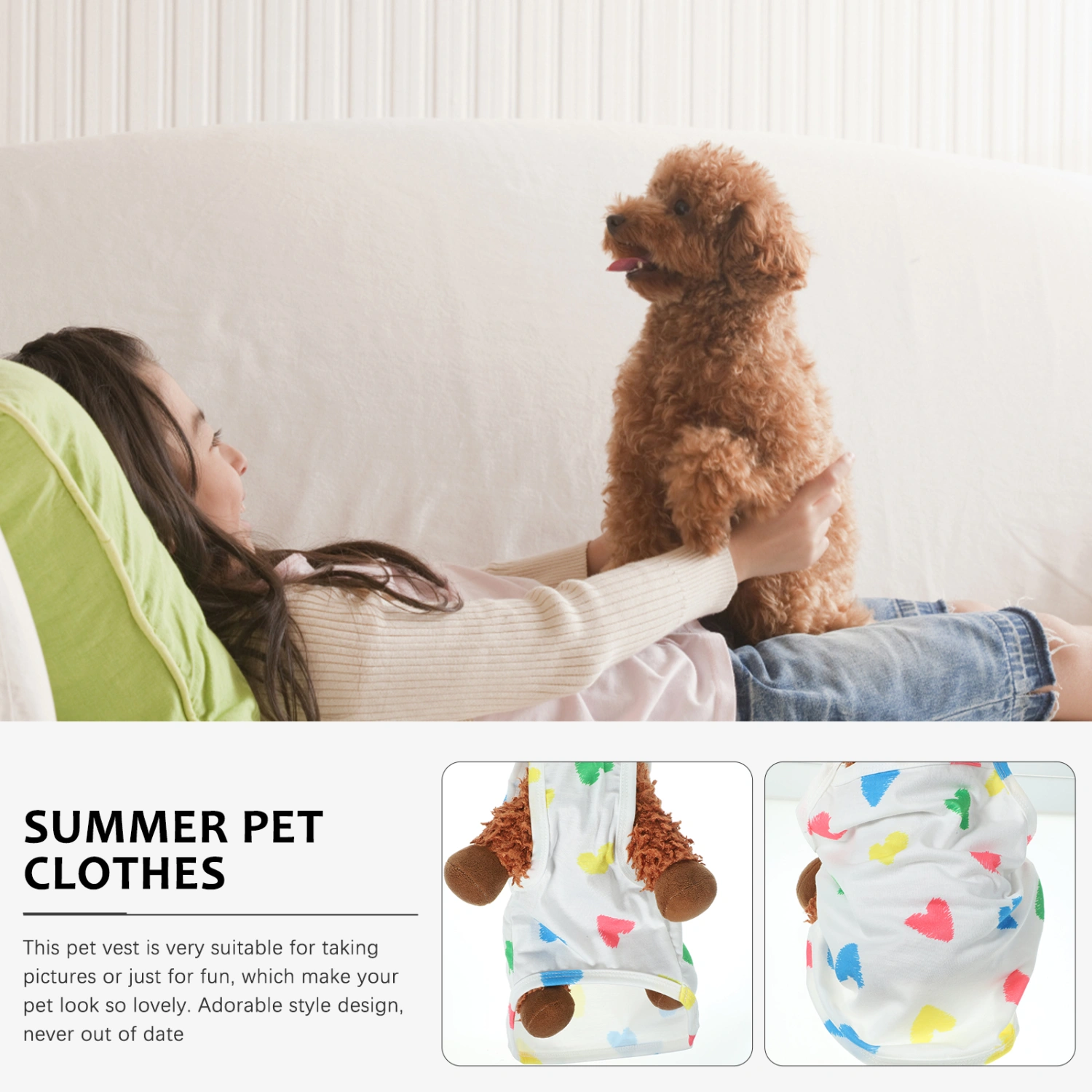 Summer Use Pet Dog Vest Breathable Pet Puppy Clothes Comfortable Summer Puppy Dress(L)