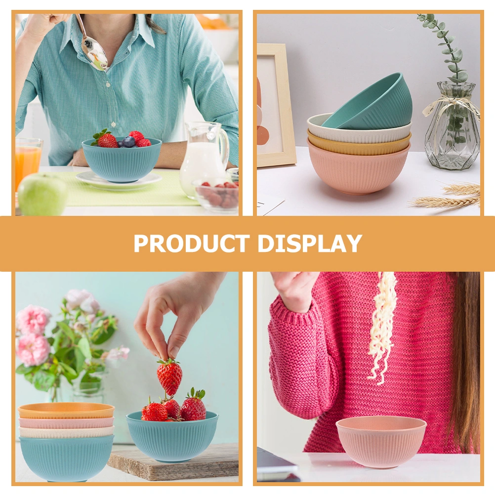 4pcs Unbreakable Cereal Bowls Wheat Straw Bowls Rice Storage Bowls Soup Bowls