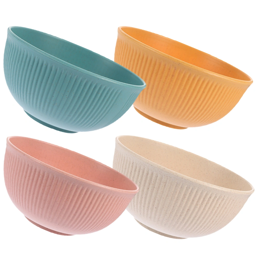 4pcs Unbreakable Cereal Bowls Wheat Straw Bowls Rice Storage Bowls Soup Bowls