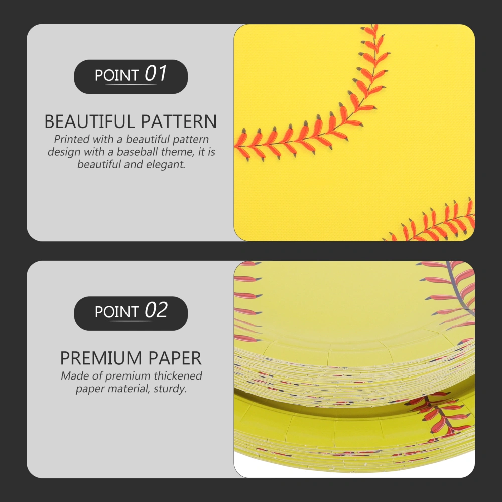 1  Set of Disposable Baseball Theme Party Tableware Set Disposable Party Plates Cups Napkin Cutter Fork Spoon Straw