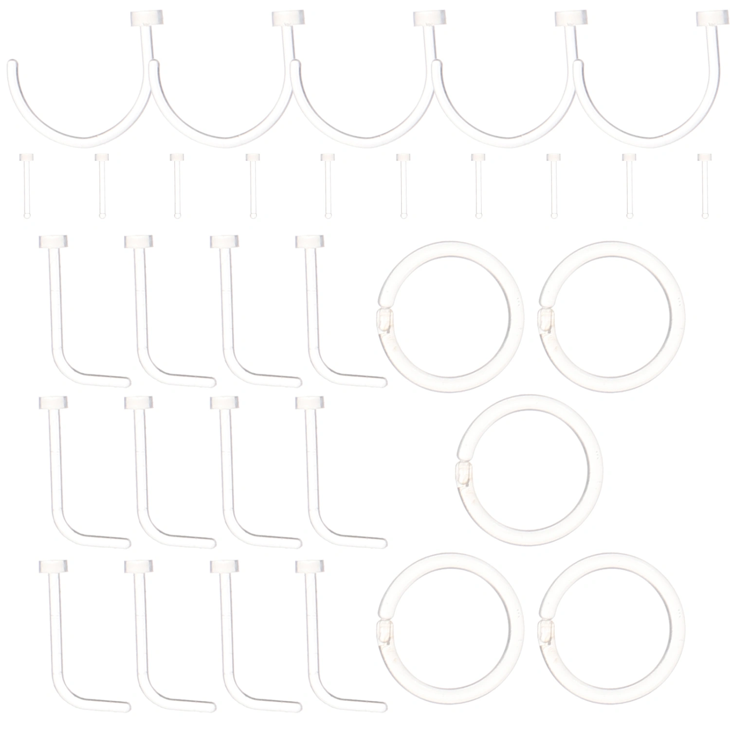 32pcs Clear Nose Hoops Nose Studs Adornments Clear Piercing Cartilage Hoops Nose Decors