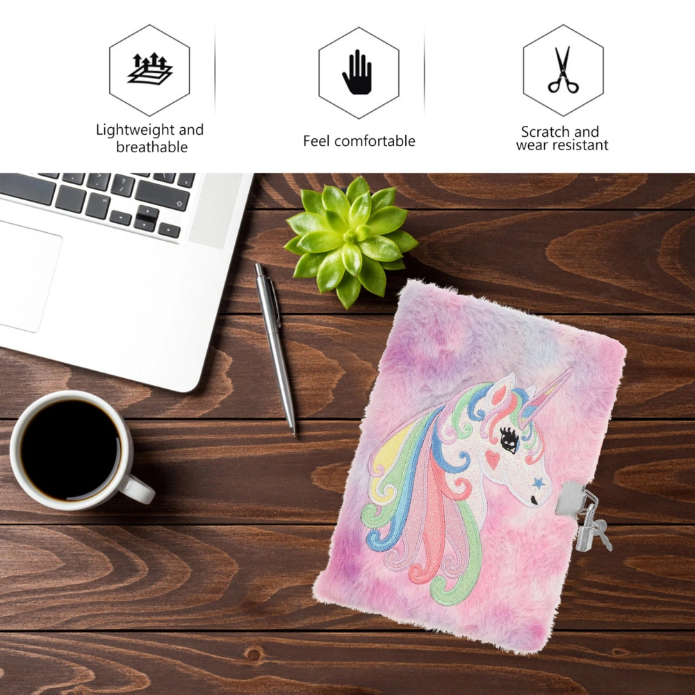 Plush Dairy Cartoon Notebook Unicorn Cover Dairy Girl Notebook Lockable Notebook