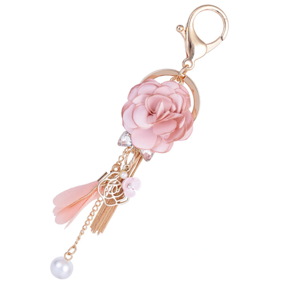 Exquisite Rose Flower Key Chain Decorative Metal Key Ring Pendant Lightweight Bag Pendant Hanging Charm