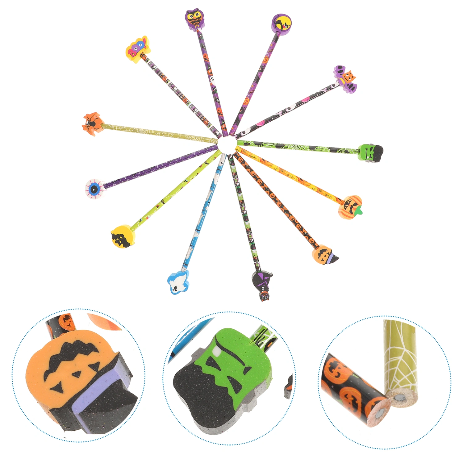 12pcs  Halloween Themed Pencils Pencils For Painting Writing Multi-use Pencils Pencils Prize Gift ( Mixed Style)