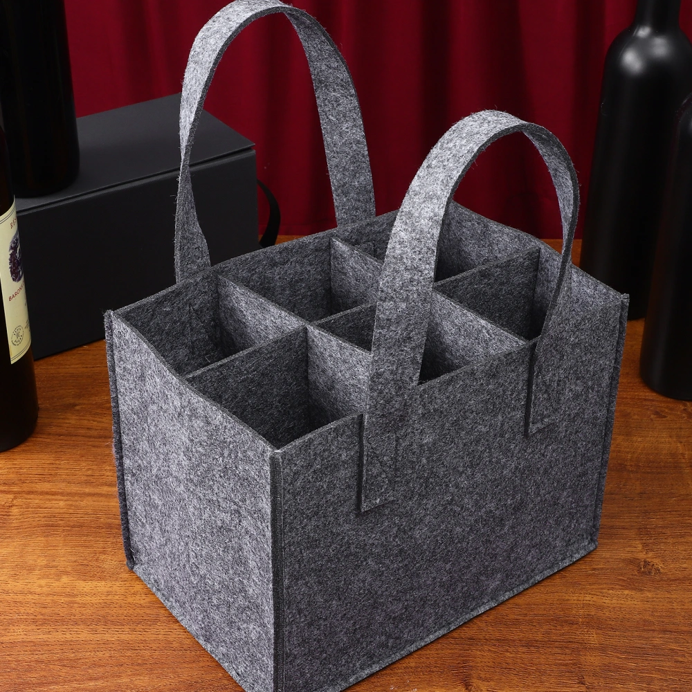 4Pcs Bottle Bags Thick Felt 6 Bottles Carrier Handbag Wine Storage Tote Bag for Travel Camping Picnic