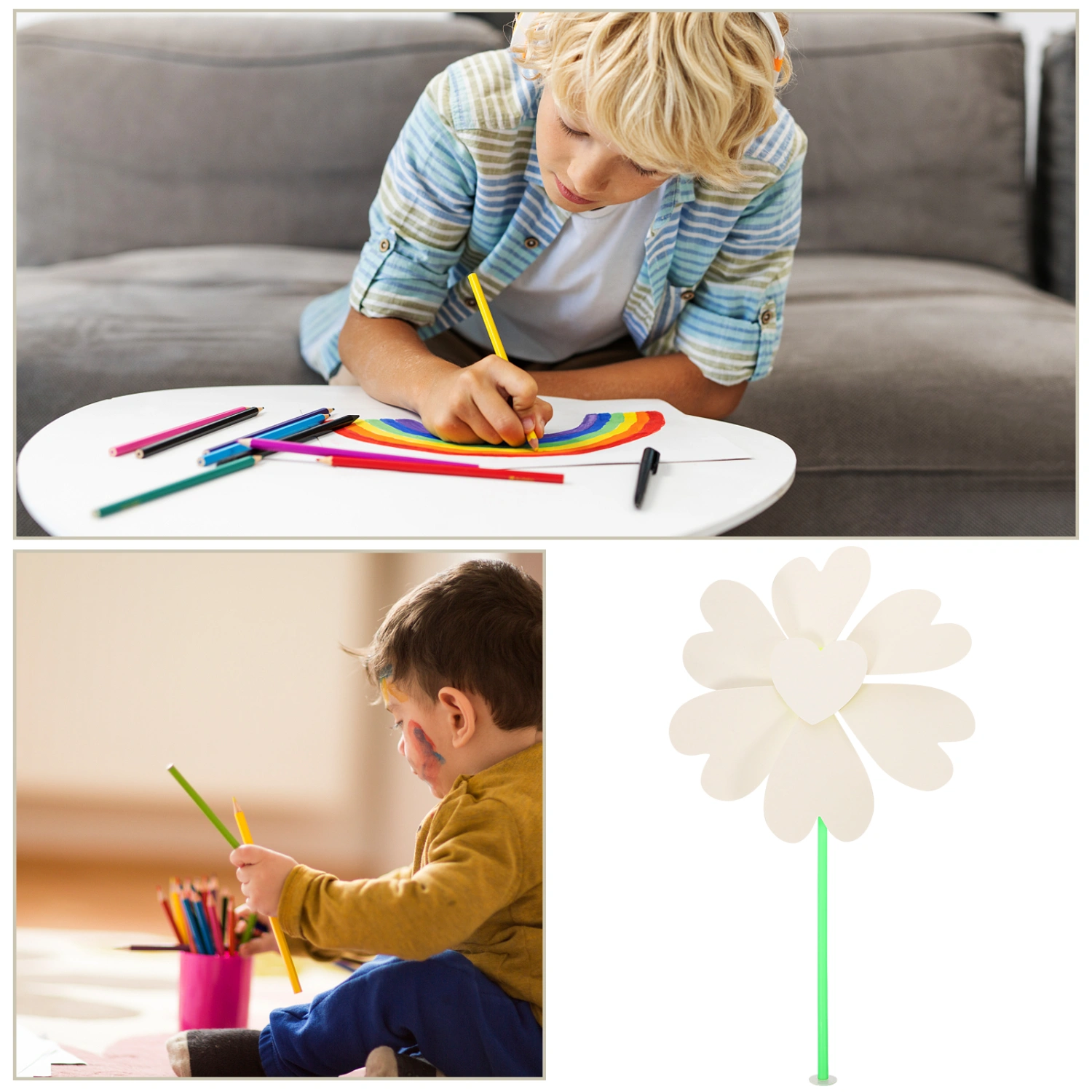 5pcs Blank Paper Pinwheels Diy Drawing Graffiti Pinwheels Paper Pinwheels for Kids