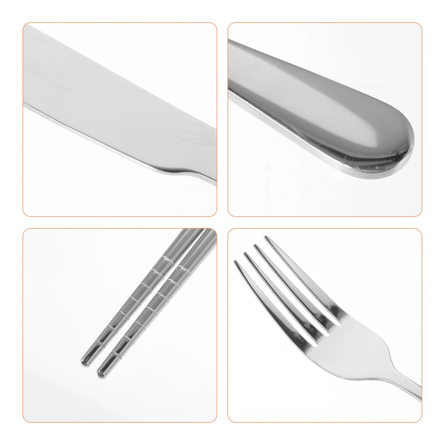 1 Set Portable Utensils Set with Case Camping Spoon Chopstick Fork Straw Cutter Travel Utensils