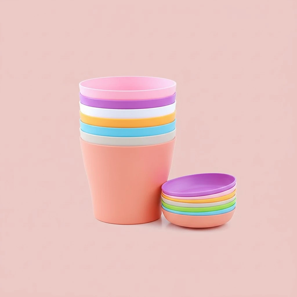 8pcs Plastic Flower Pot Flower Holder Flower Bonsai Pot Round Flower Pot with Tray