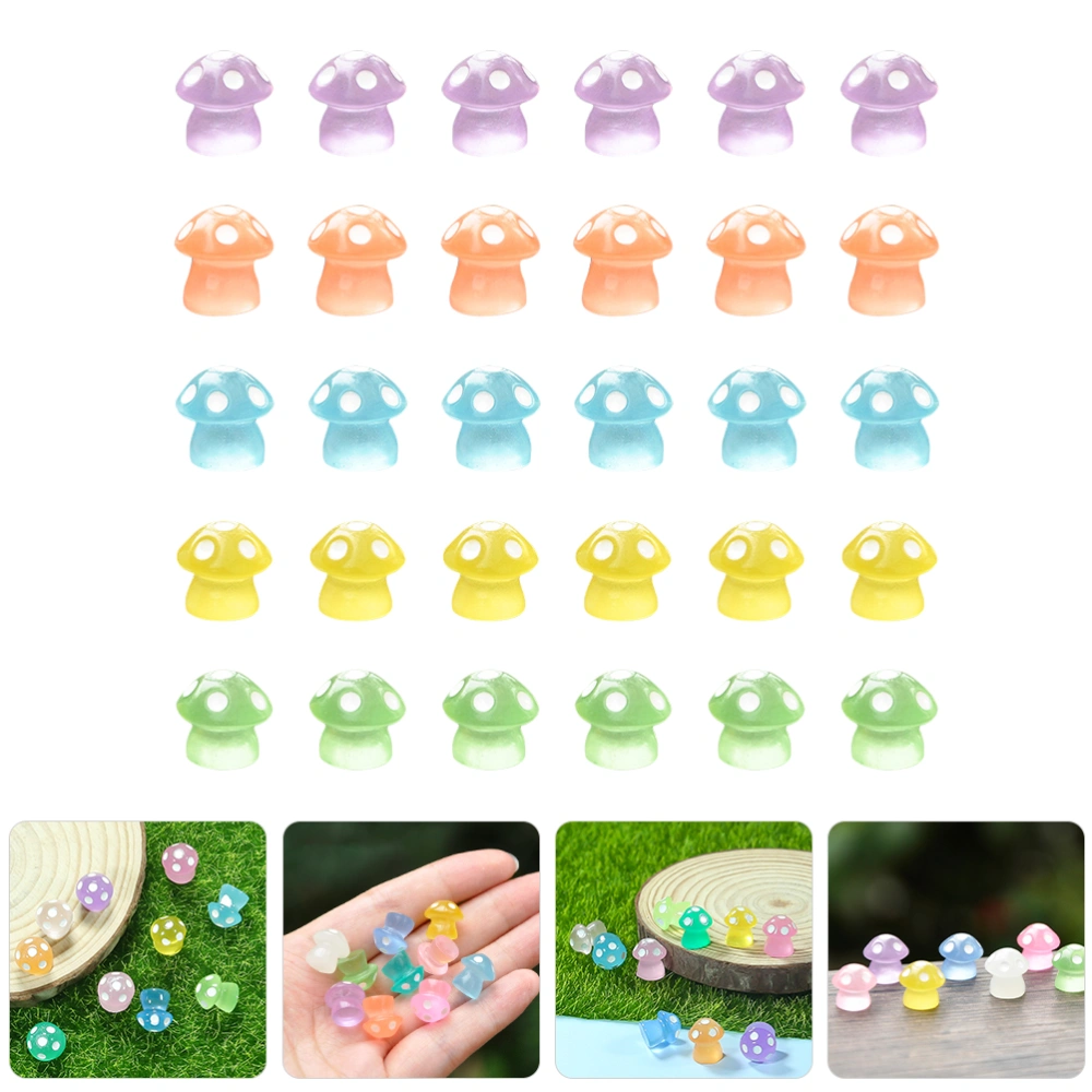 30Pcs Mini Glow in the Dark Mushroom Decors Mini Mushroom Ornaments Luminous Mushroom Figurines