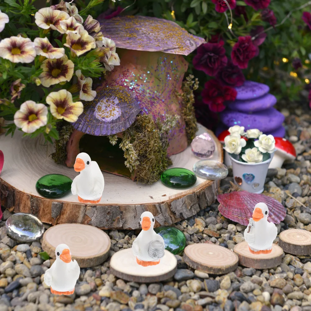 12pcs Resin Duck Statues Home Decor Duck Collection Animal Figurine Home Office Decor