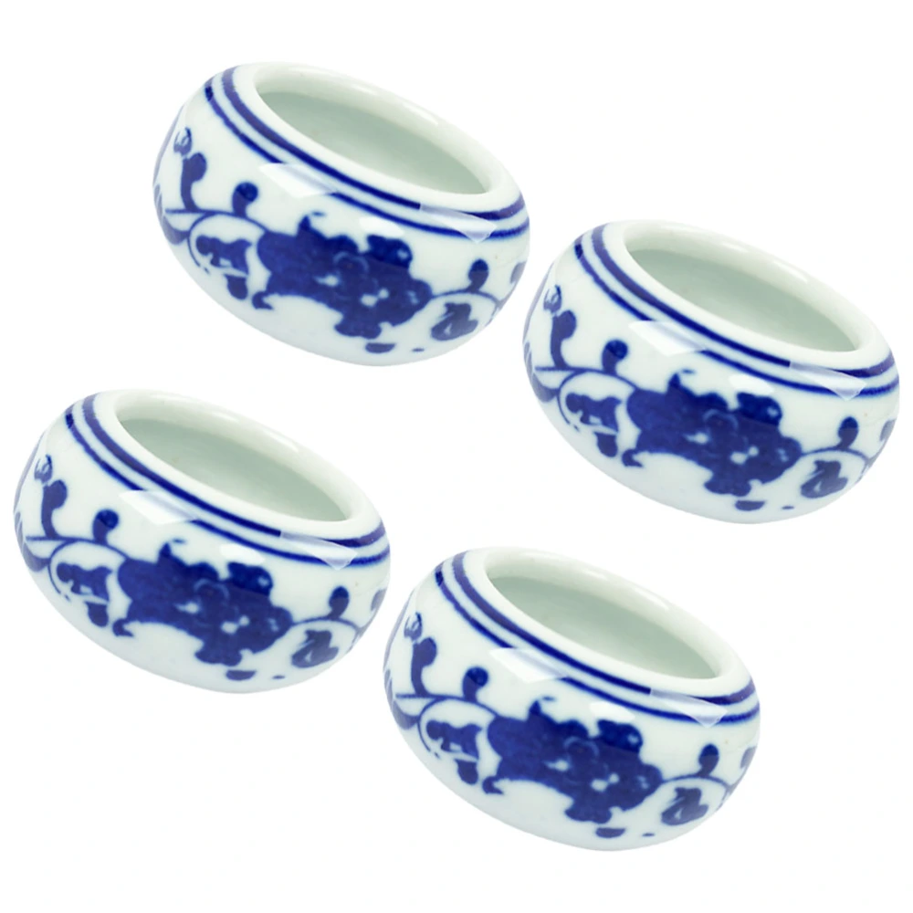 4 pcs Ceramic Ink Plate Porcelain Chinese Calligraphy Brush Rest Dish Ceramic Ink Dish