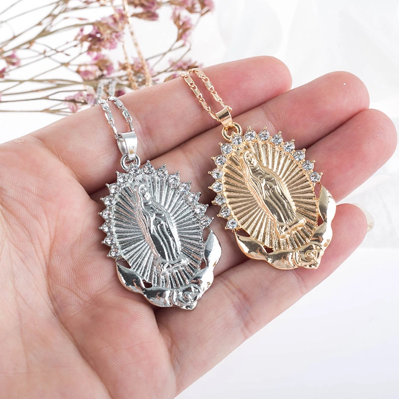 Virgin Mary Pendant Necklace Women Christian Religious Necklace Decorative Pendant Necklace