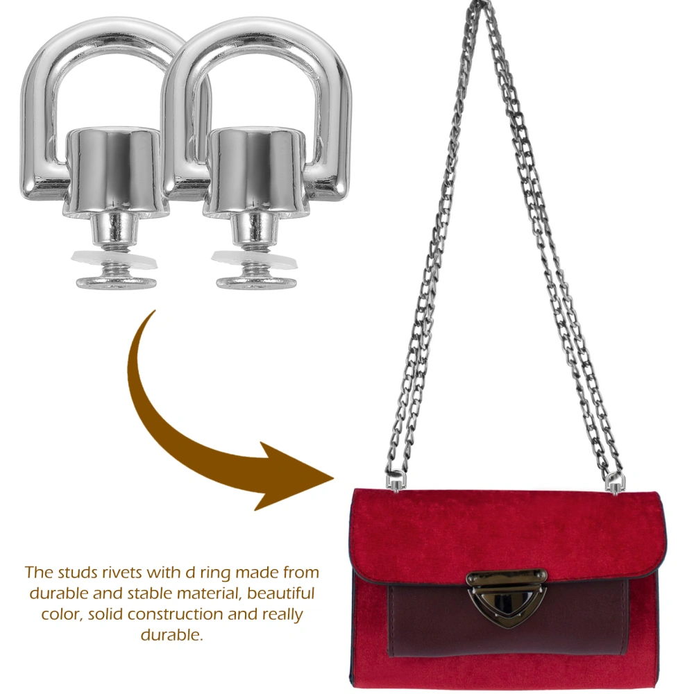 4Pcs Rotatable Rivet Stud D Rings Multi-function D Rings Rotating Backpack Purse Accessories