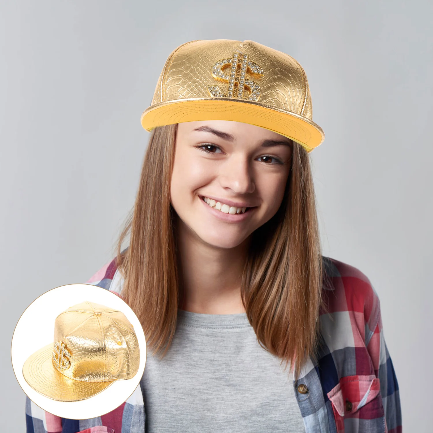 Hip Hop Hat US Dollar Sign Flat Brimmed Hat Decorative Baseball Hat Outdoor Baseball Hat