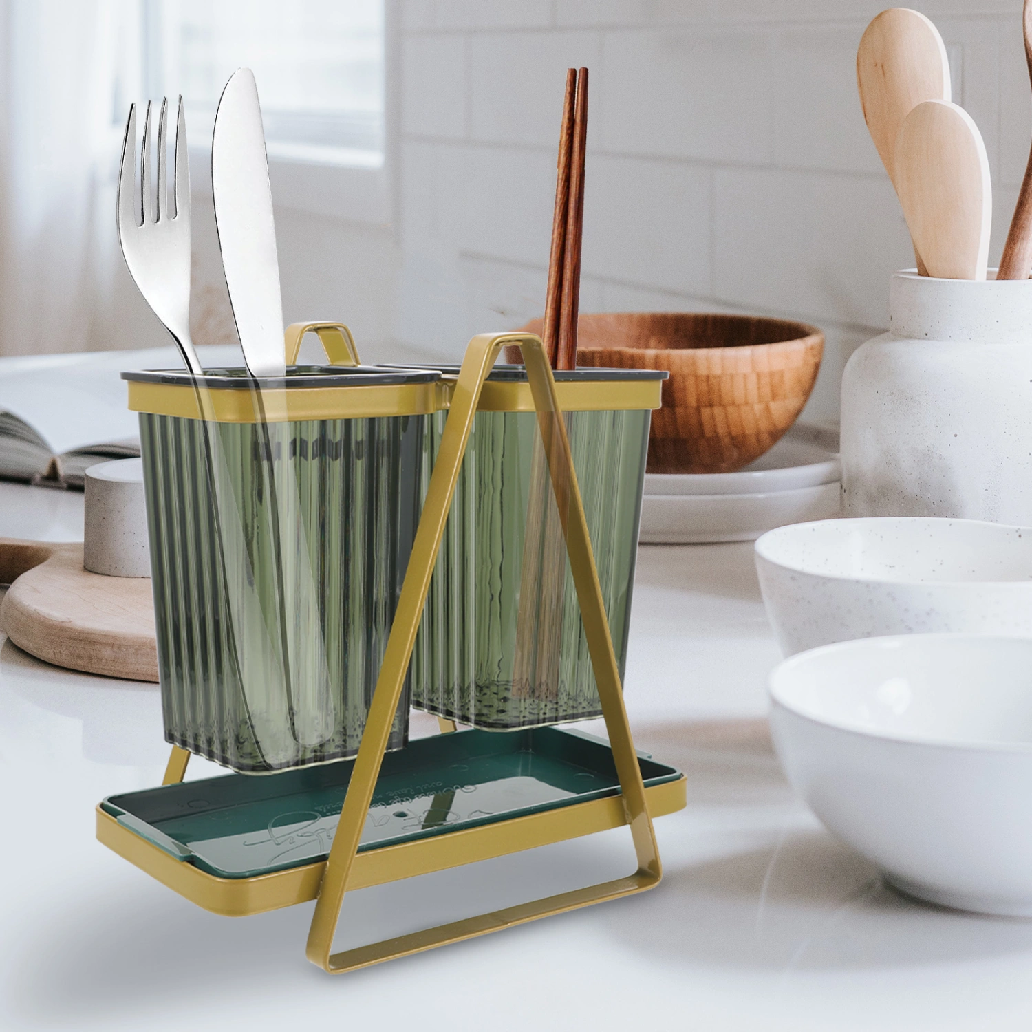 Wall Mount Cutlery Holder Kitchen Desktop Spoon Holder Convenient Utensil Holder