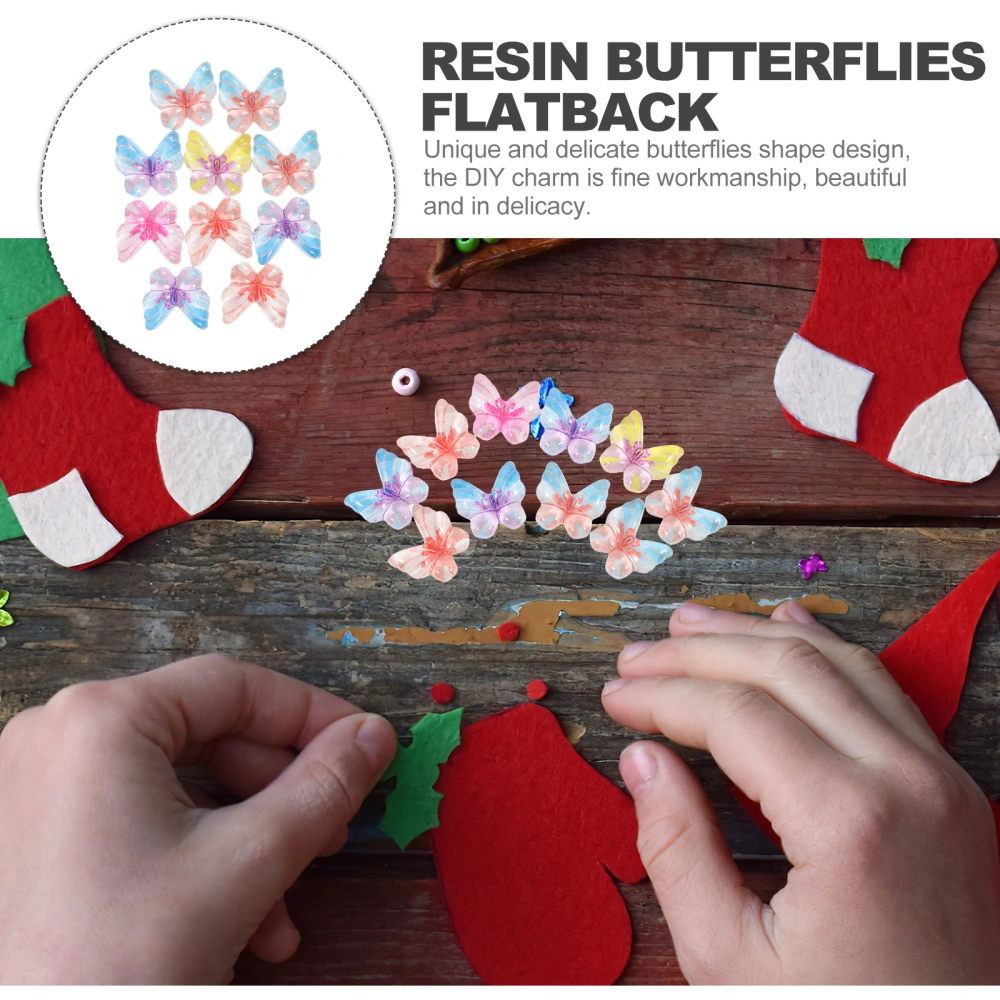 1 Set of Resin Butterflies Flatback Butterflies Charms Floral Charms Butterflies Charms for Phone Case Hairpins DIY