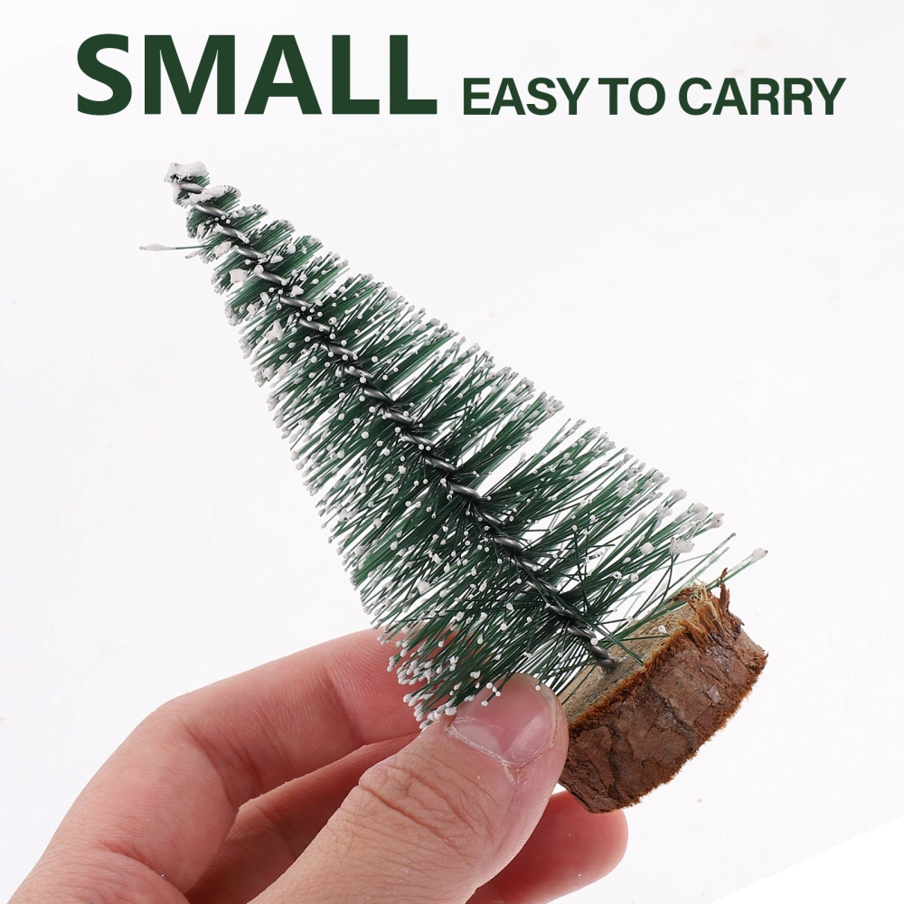 4pcs Mini Xmas Tree Miniature Xmas Tree with Wooden Base Christmas Desktop Decoration