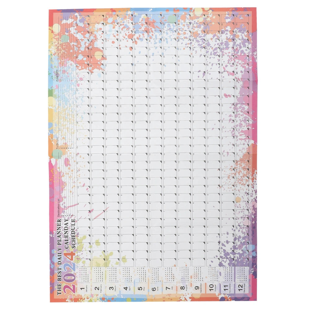 1 Set Yearly Wall Hanging Calendar 2024 Creative Planner Wall Calendar Daily Schedule Calendar