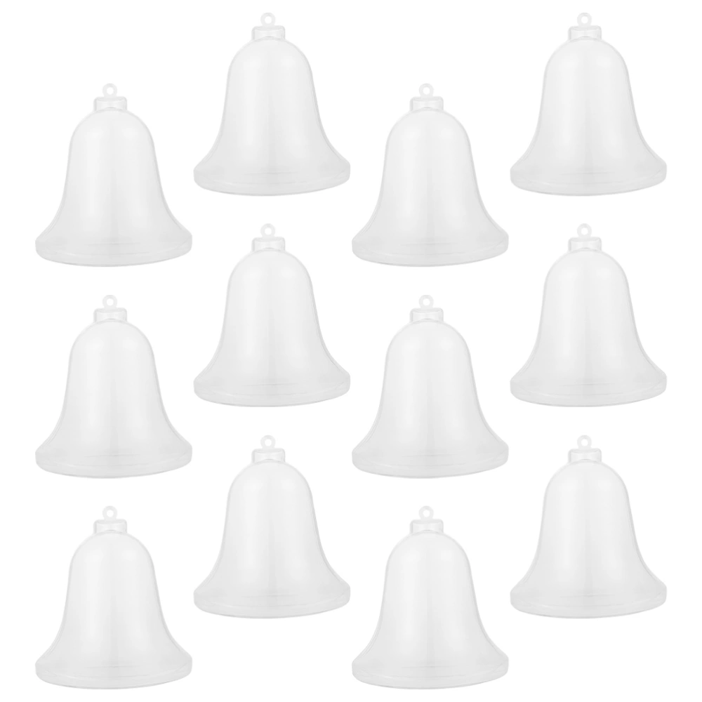 12pcs Clear Plastic Fillable Bell Ornament Bell Shape DIY Plastic Ball Ornaments Christmas Tree Decor