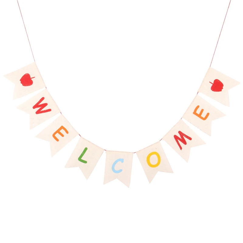 1 Set Welcome Banners Linen Banner Decor School Party Decor Decorative Banners for Landscape