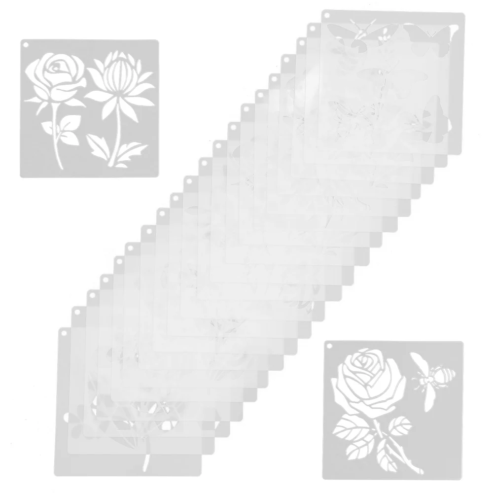 20pcs Flower Plants Painting Stencils DIY Painting Stencils Stencils for Crafts Wall Painting Templates