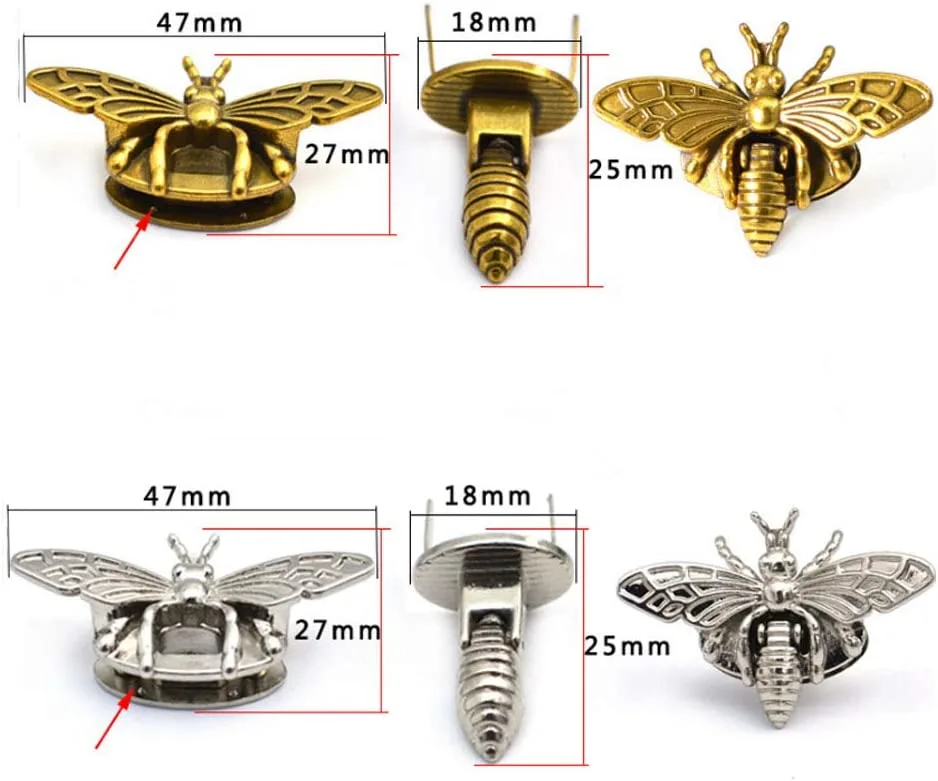 6pcs Bag Locks Bag Closures Turn Locks Bee Shaped Bag Locks Stainless Steel Bag Locks Replacements