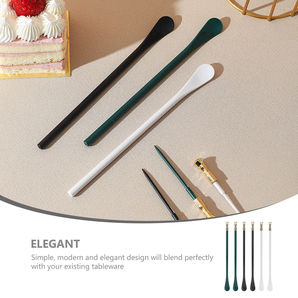 6pcs Spoon with Fruit Pick Mixing Spoon Dessert Spoons Whisking Spoons Coffee Mixing Spoon