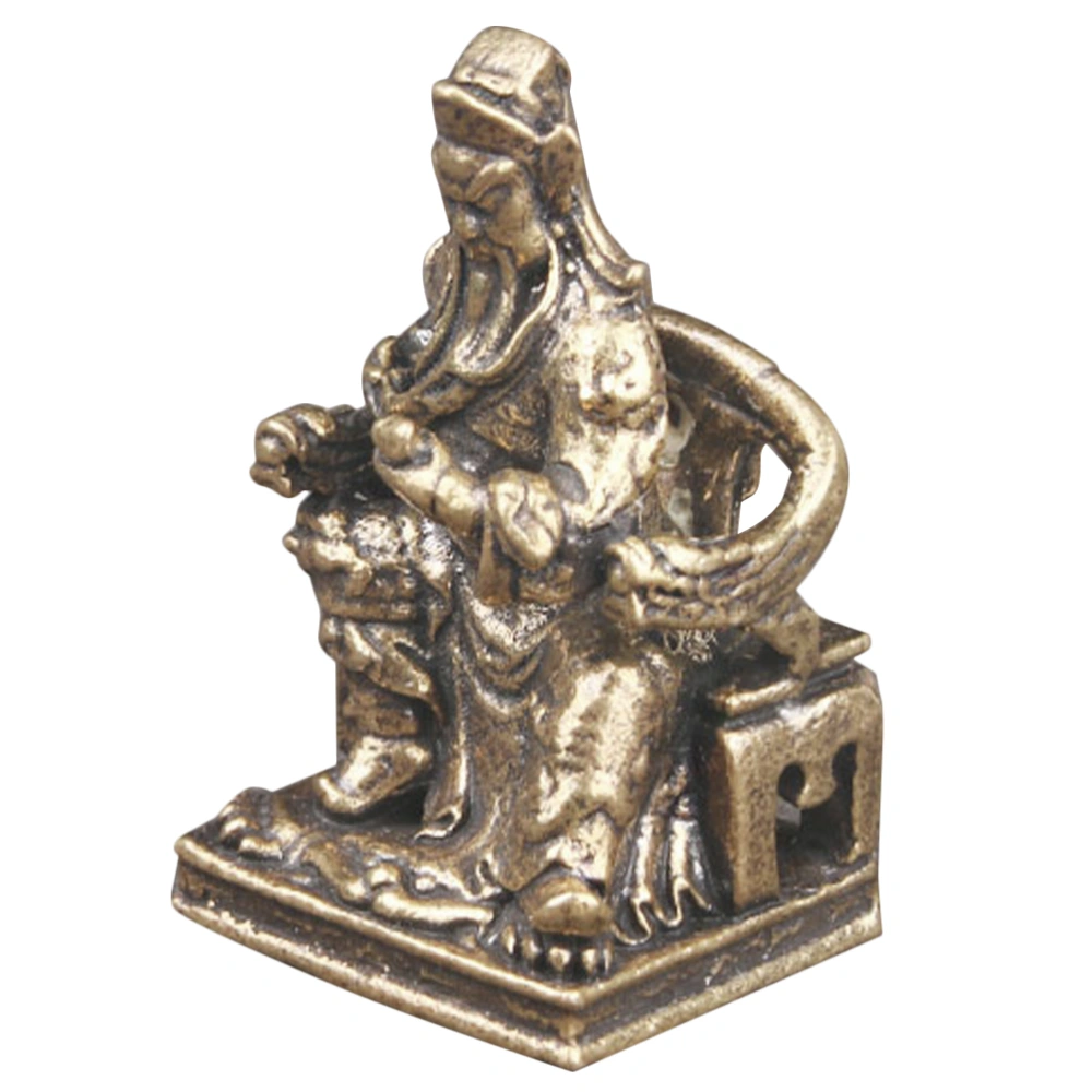 Chic Brass Guan Yu Statue Table Adornment Tabletop Ancient Decoration Home Accessory