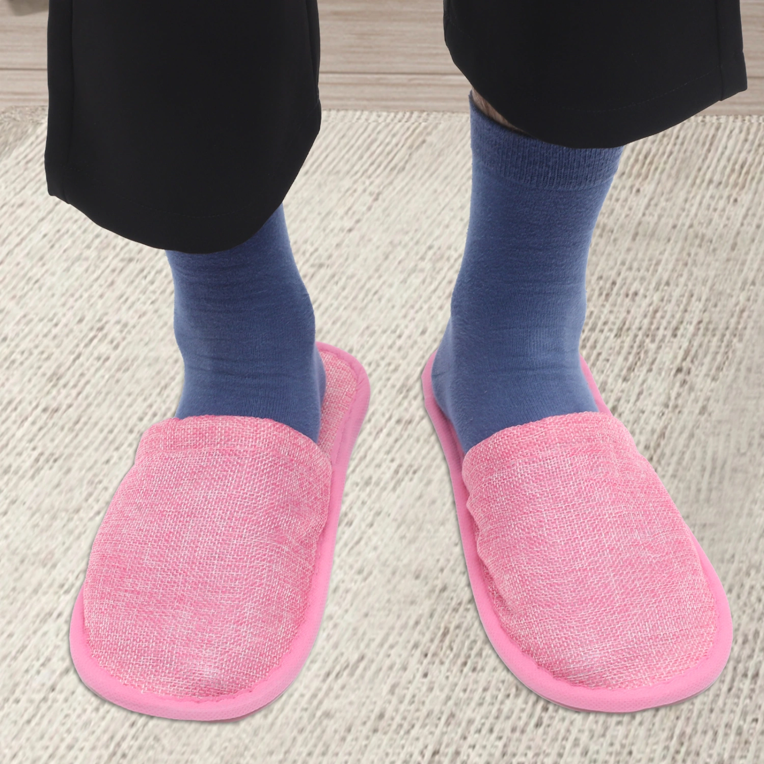 12 Pairs of Disposable Slippers Hotel Slippers Colored Linen Slippers Nonskid Slippers Portable Slippers