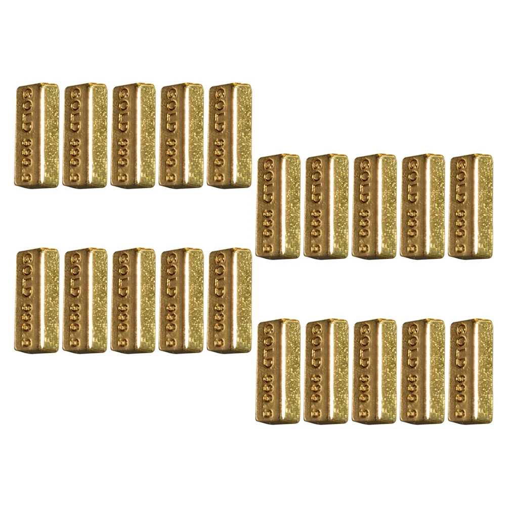 20pcs Doll House Mini Gold Bar Model Fake Gold Bricks Miniature Gold Bars