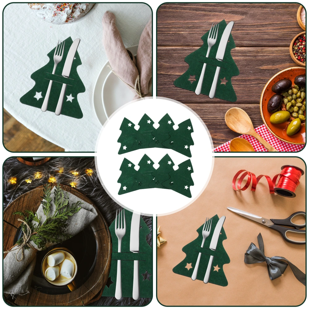 8pcs Christmas Tree Cutlery Bags Christmas Tableware Holders Spoon Forks Bags