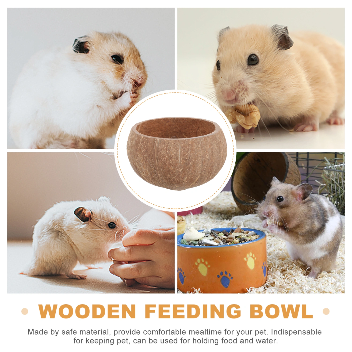 Pet Food Bowl Attached Cage Food Container for Rabbit Cat Hamster Parrot