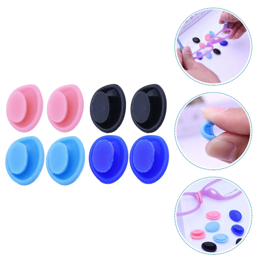 4 Pairs of Kids Eyeglasses Nose Pads Colored Silicone Nose Pads Toddlers Plug-in Glasses Nose Pieces