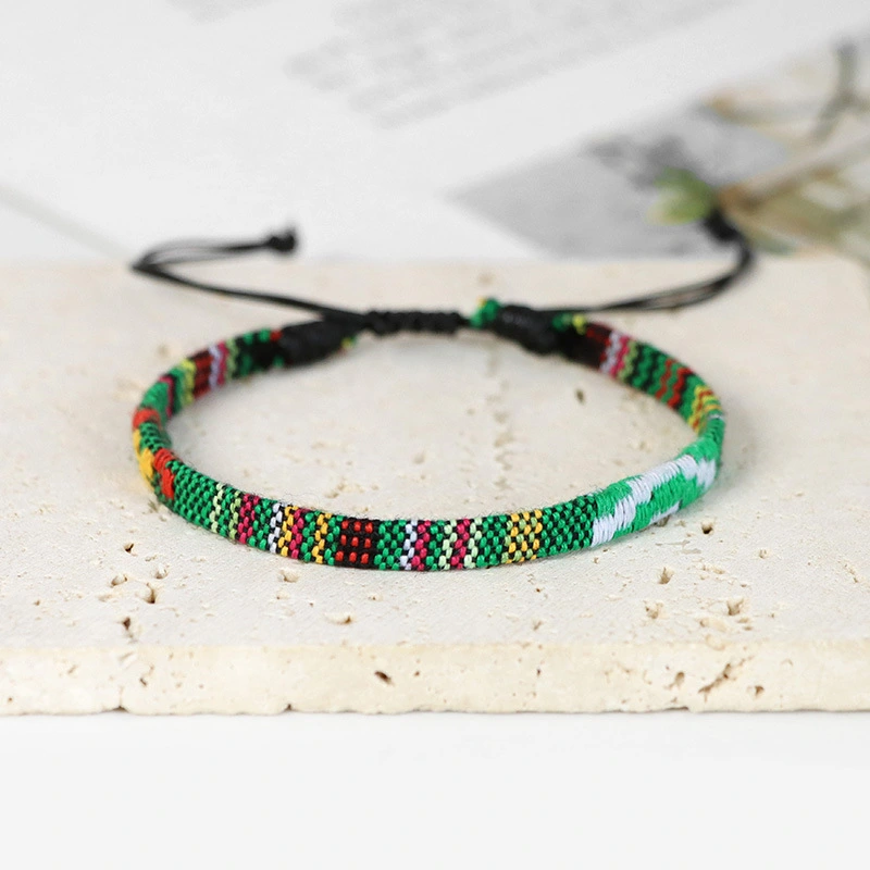 Iridescent Boho Bracelet Original Handmade Cotton Linen