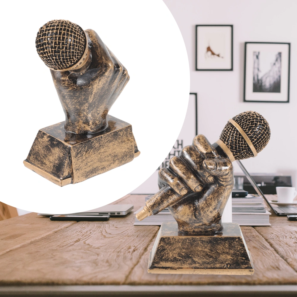 Microphone Trophy Award Trophy Microphone Sculpture Resin Trophy Home Decoration