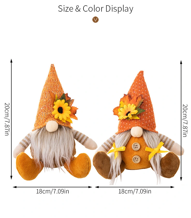 2Pcs Cute Thanksgiving Gnome Fall Gnome Decoration Thanksgiving Party Tiered Tray Decoration