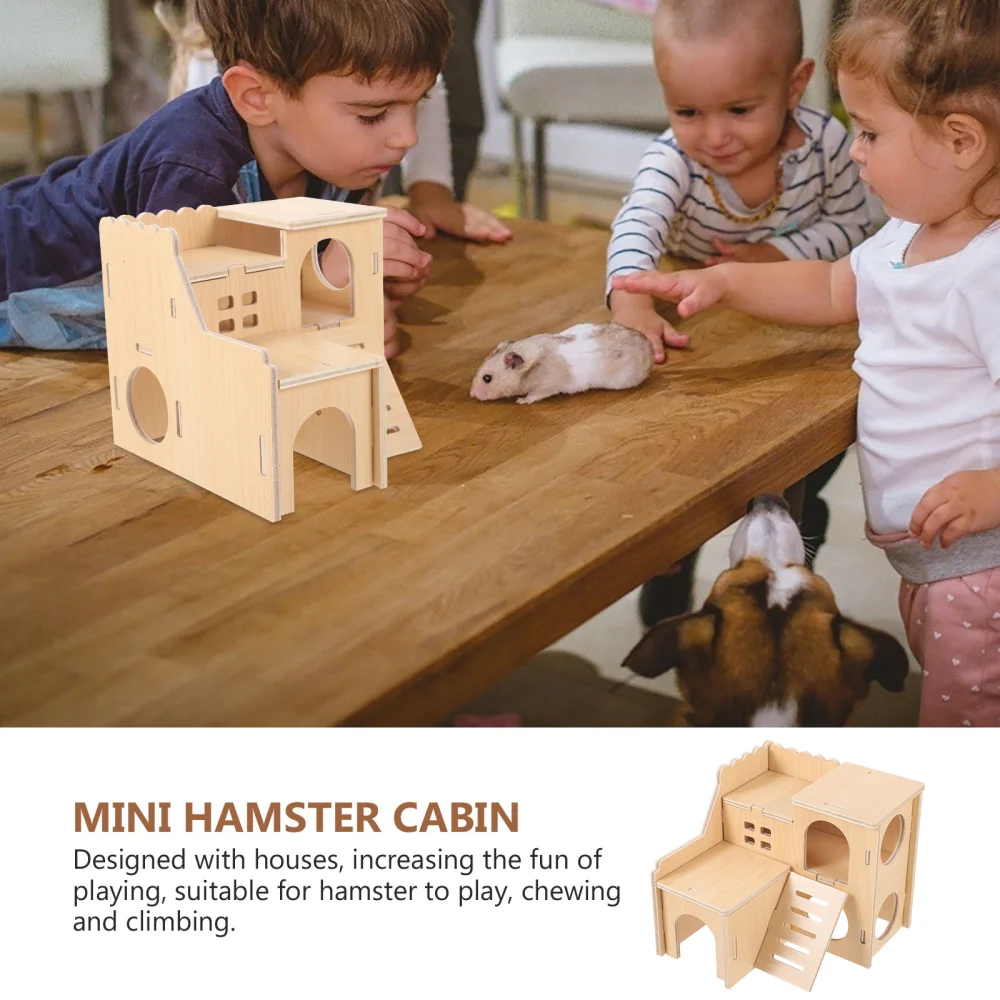 Multifunctional Hamster House Hamster Castle Double-layer Rat Room Small Pet Hut Cage Decor