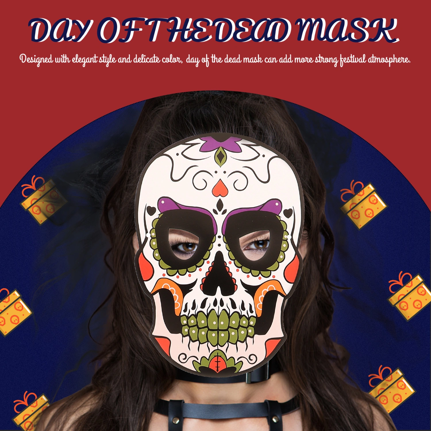 6 pcs Halloween Mask Day of The Dead Mask Skull Mask Masquerade Party Mask for Decor