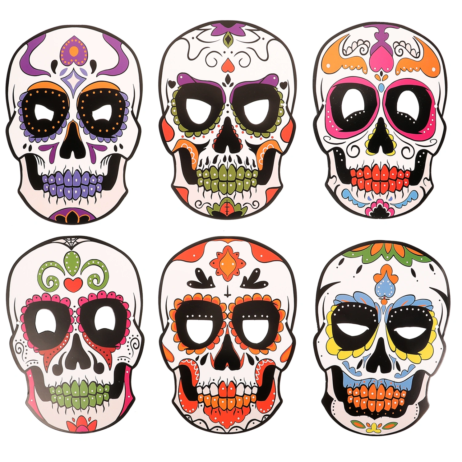 6 pcs Halloween Mask Day of The Dead Mask Skull Mask Masquerade Party Mask for Decor