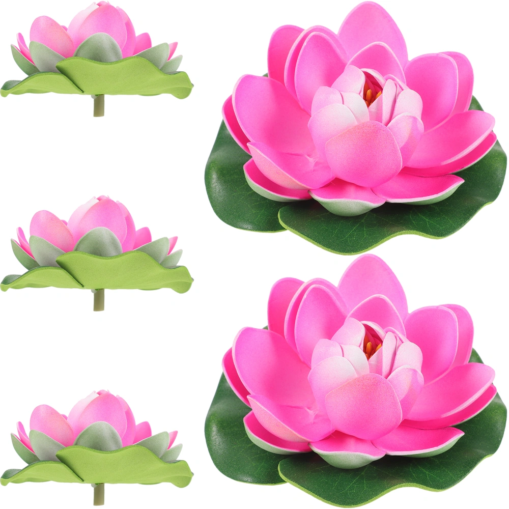 5Pcs Artificial Floating Lotus Decor Simulated Lotus Flower Decor Garden Lifelike Lotus Ornament