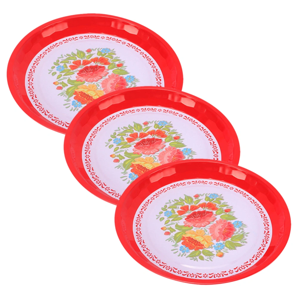 3pcs Chinese Style Tea Tray Fruit Tray Decorative Candy Plate Dessert Serving Tray