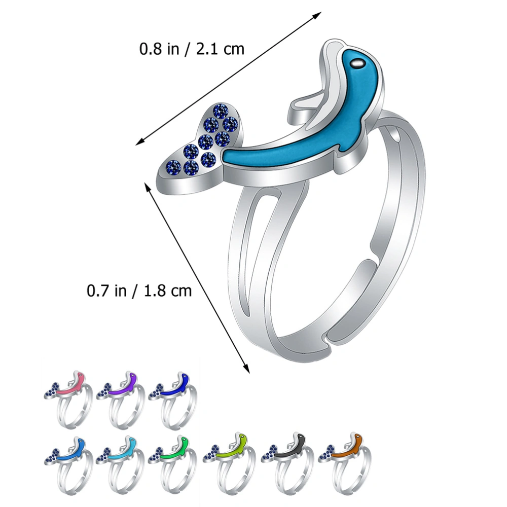 Dolphin Ring Color Changing Ring Mood Ring Adjustable Finger Ring Sensitive Emotion Ring