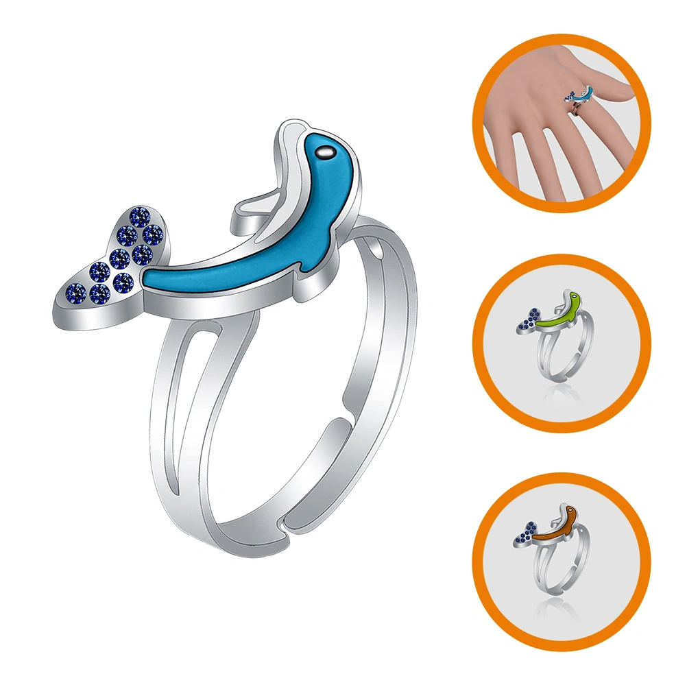 Dolphin Ring Color Changing Ring Mood Ring Adjustable Finger Ring Sensitive Emotion Ring